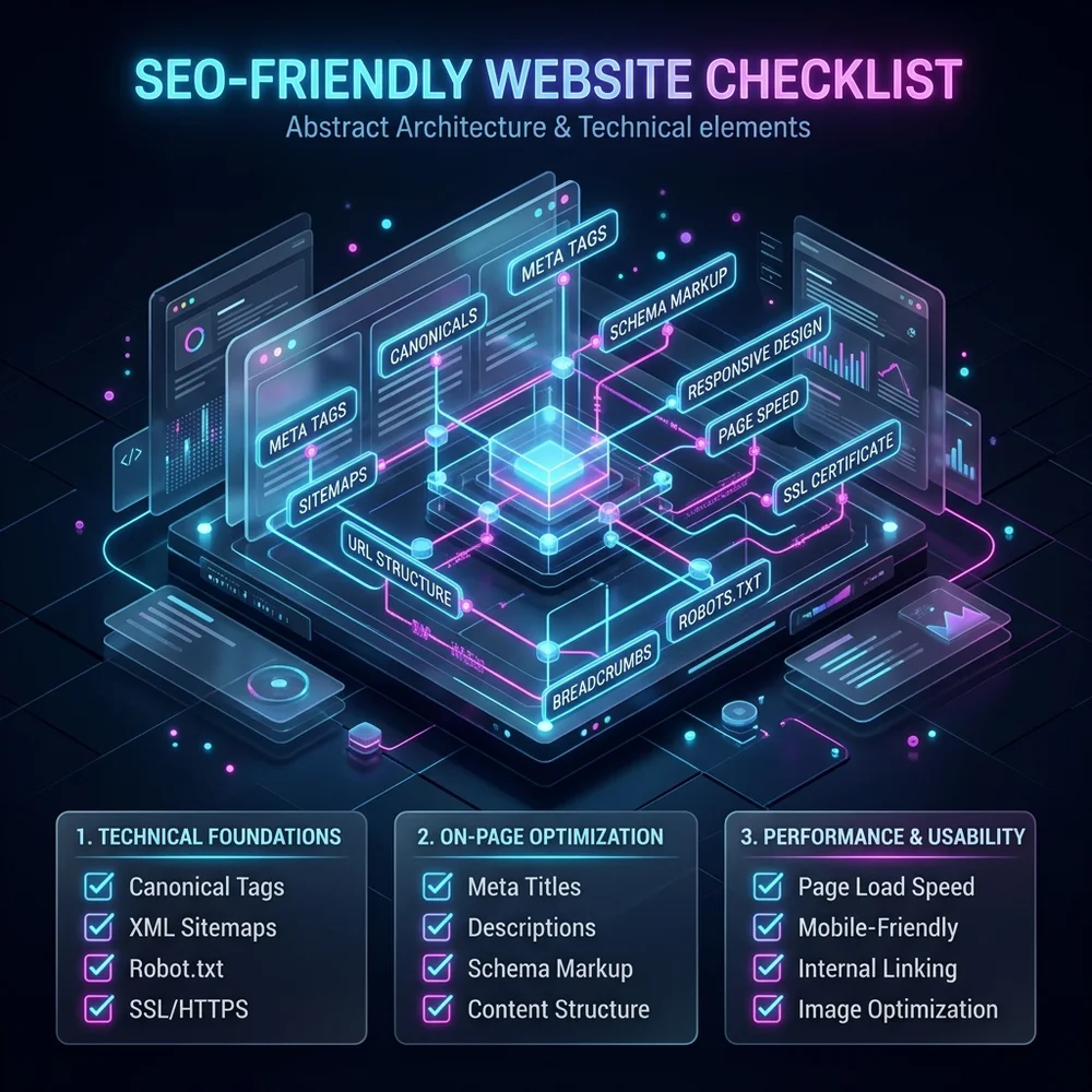 SEO-Friendly Website Design Checklist: Code & Structure Rules visual asset hero image