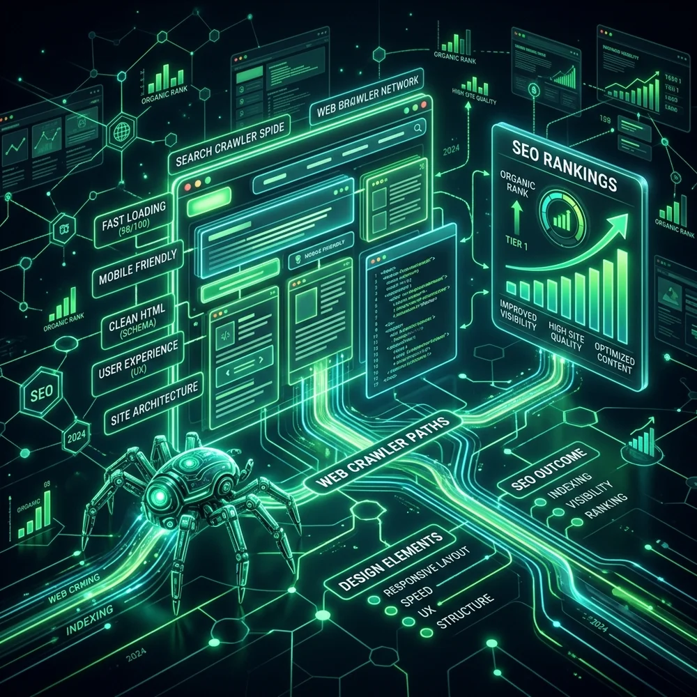 How Web Design Affects SEO Rankings: Visual & Code Optimization visual asset hero image