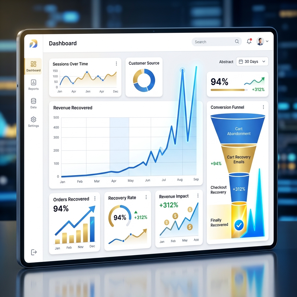 Klaviyo Dashboard showing $200k in recovered revenue