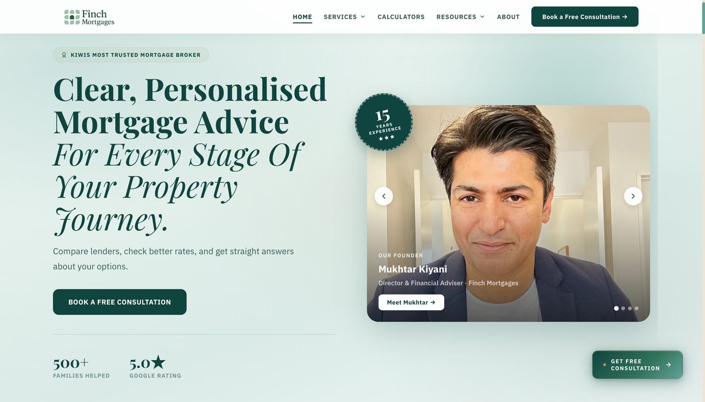 Finch Mortgages new homepage