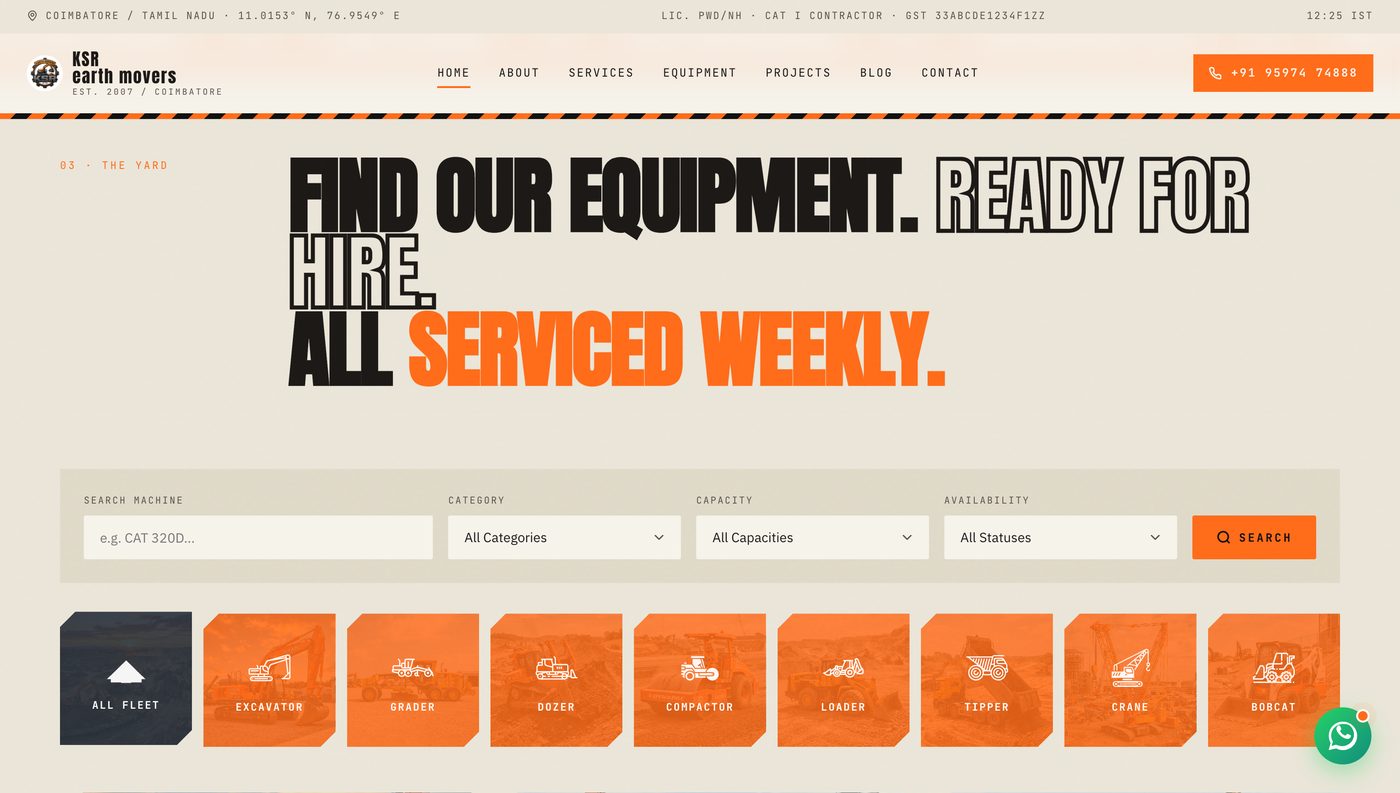 KSR Earth Movers equipment search